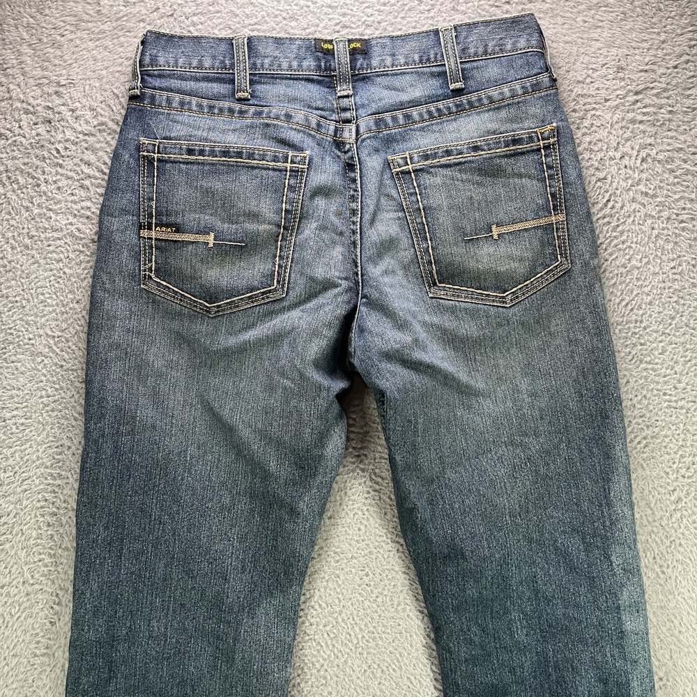 Ariat Jeans Mens 32x34 Blue Rebar M5 Straight Leg Workwear Stretch Denim - Picture 4 of 16